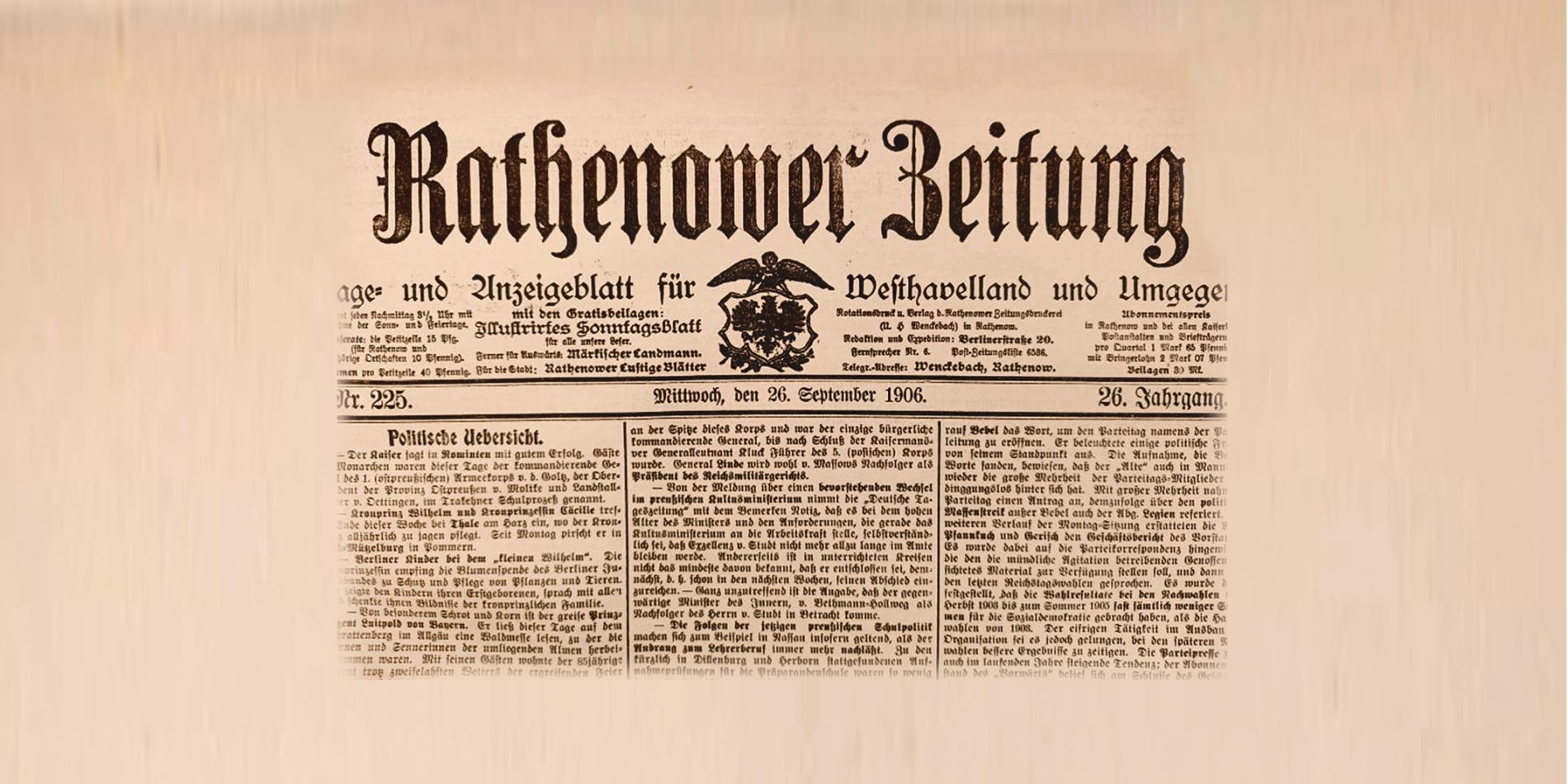 Bericht Rathenower Heimatbund in Rathenower Zeitung 